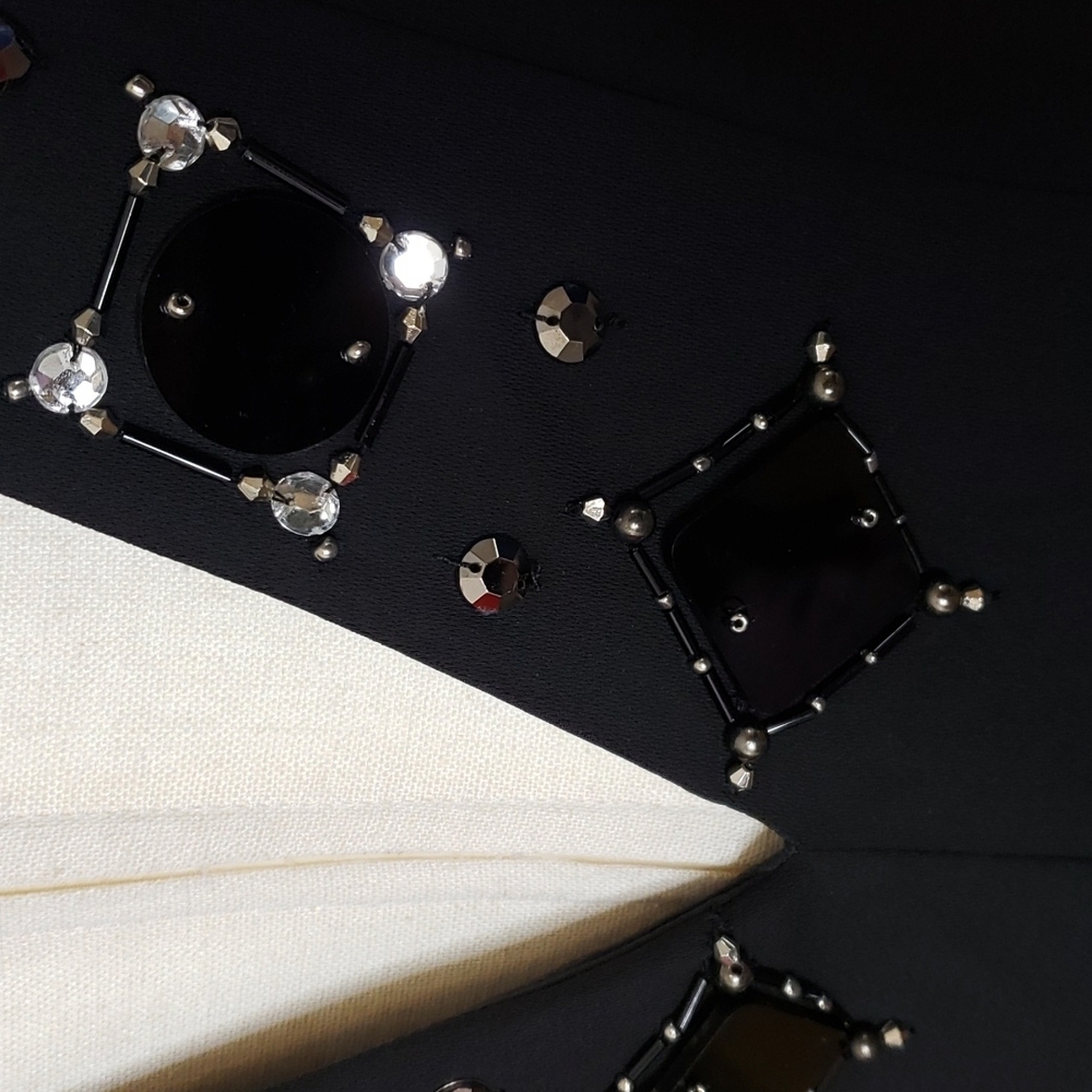 Ann Taylor Signature Black Beaded Low Plunge Dress Luxury Celeb Style Mobwife - Picture 12 of 14